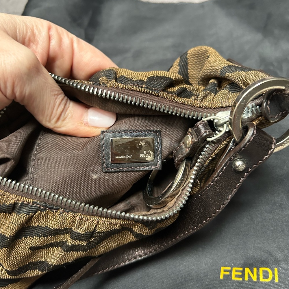 Fendi Brown and Black Hobo Bag Chef Style mini zebra print - Picture 2 of 16